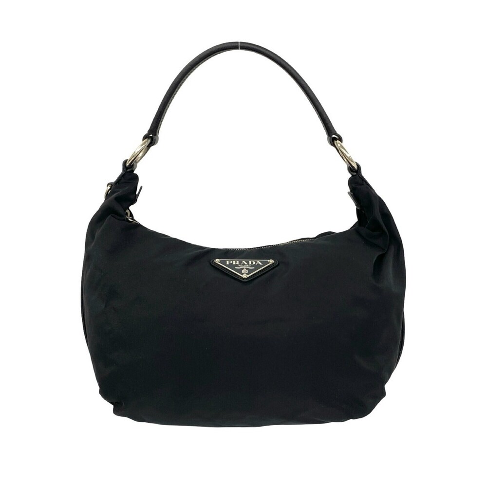 PRADA Black Leather Saffiano Shoulder Bag